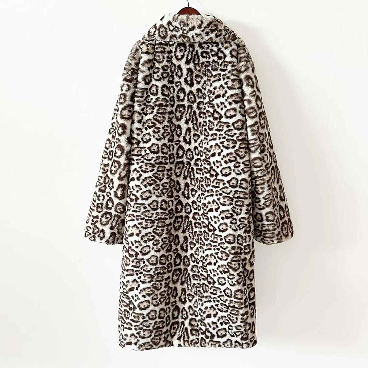 Leopard Print Cardigan for Women Winter Luxury Faux Fur Warm Coats Open Front Long Sleeve Dressy Shaggy Jackets