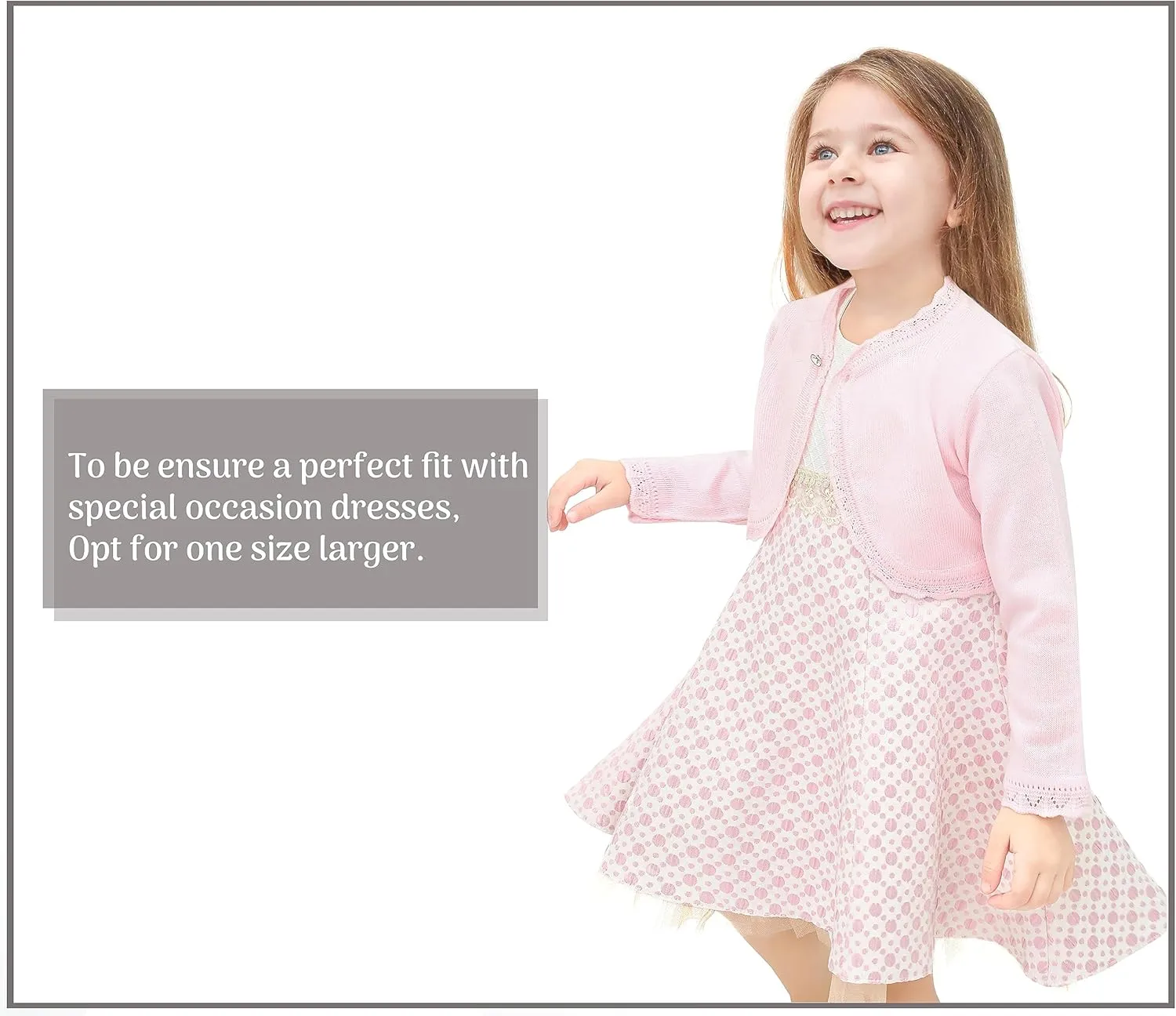 Lilax Little Girls' Knit Long Sleeve Button Closure Bolero Cardigan Shrug