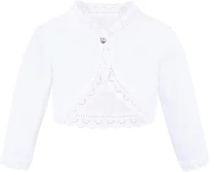 Lilax Little Girls' Knit Long Sleeve Button Closure Bolero Cardigan Shrug