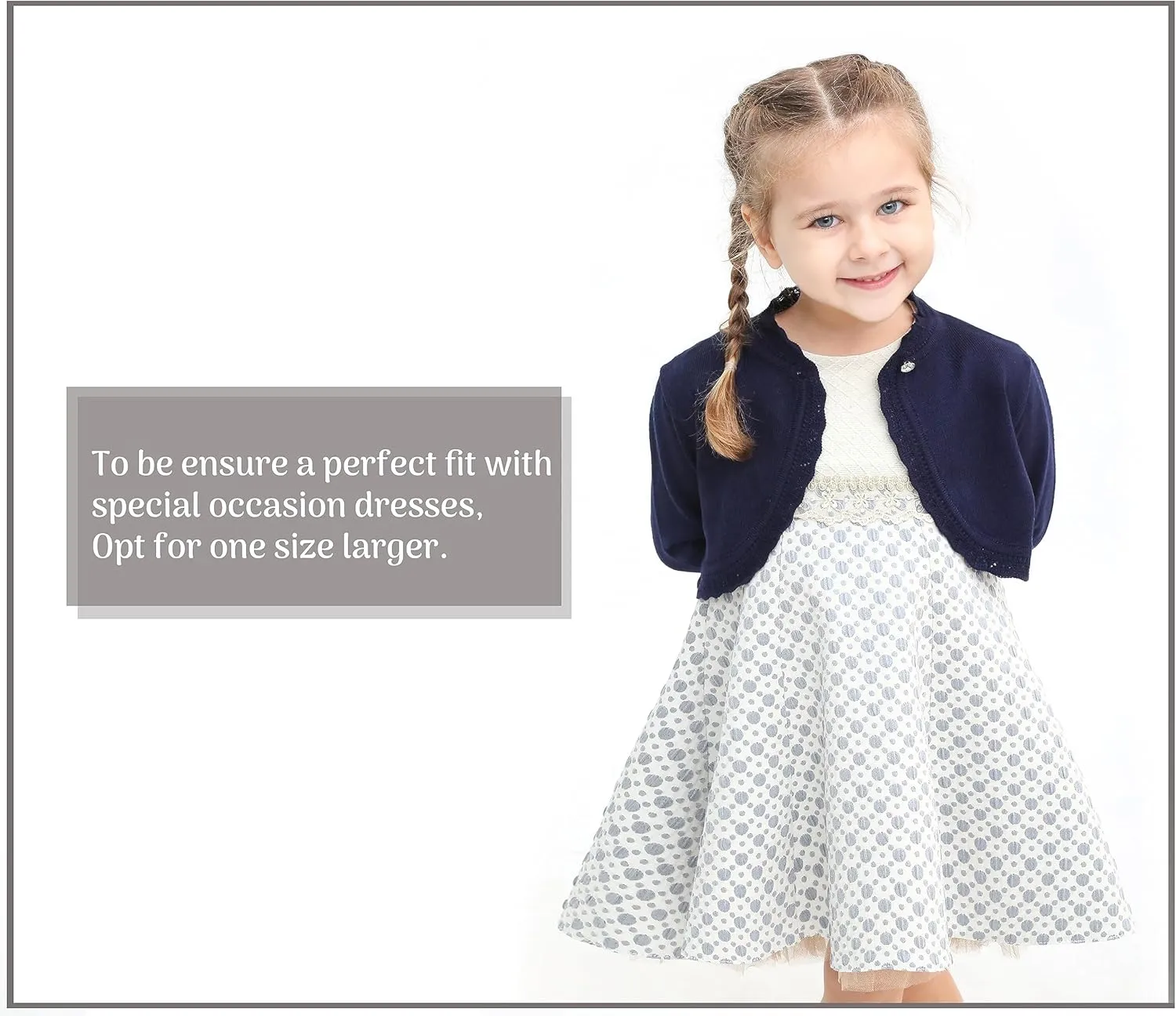 Lilax Little Girls' Knit Long Sleeve Button Closure Bolero Cardigan Shrug