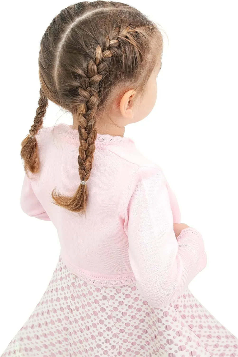 Lilax Little Girls' Knit Long Sleeve Button Closure Bolero Cardigan Shrug