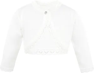 Lilax Little Girls' Knit Long Sleeve Button Closure Bolero Cardigan Shrug