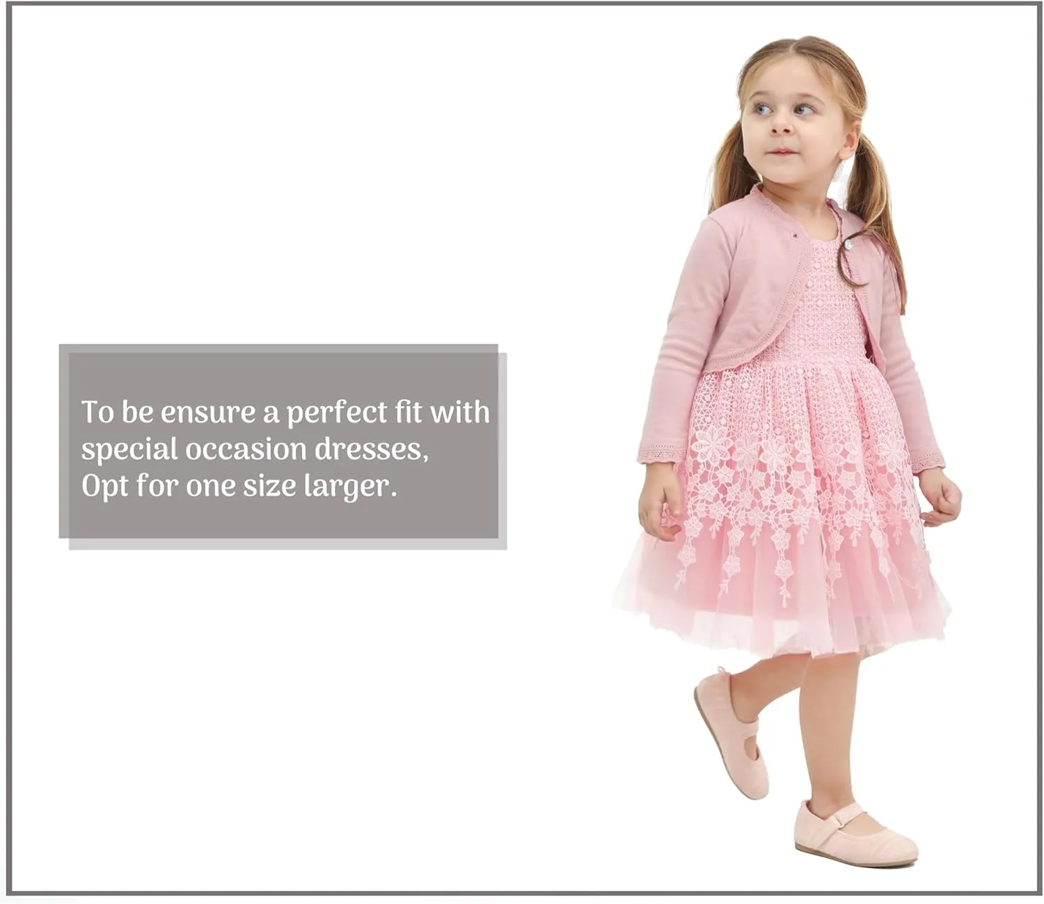 Lilax Little Girls' Knit Long Sleeve Button Closure Bolero Cardigan Shrug