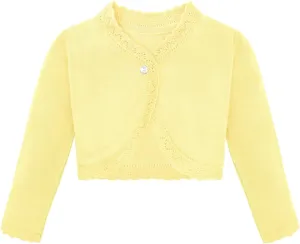 Lilax Little Girls' Knit Long Sleeve Button Closure Bolero Cardigan Shrug