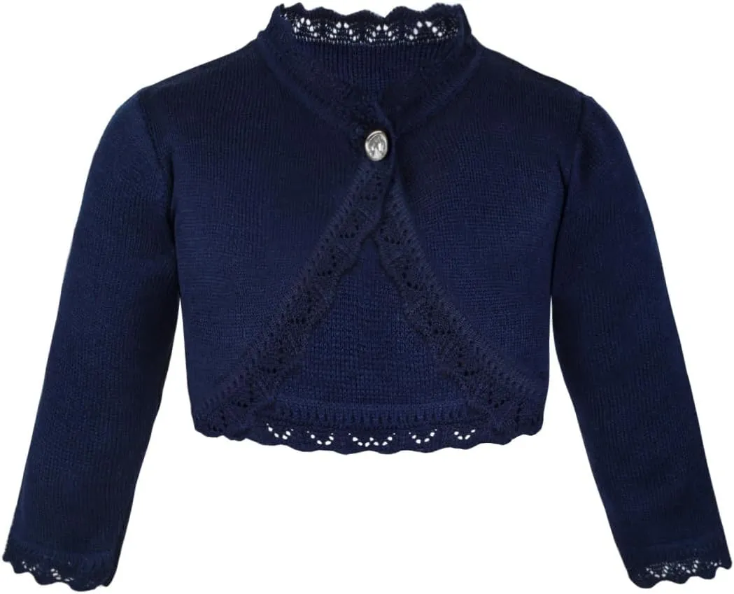 Lilax Little Girls' Knit Long Sleeve Button Closure Bolero Cardigan Shrug