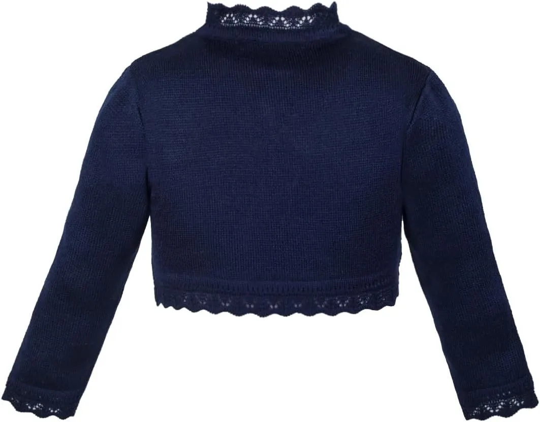 Lilax Little Girls' Knit Long Sleeve Button Closure Bolero Cardigan Shrug