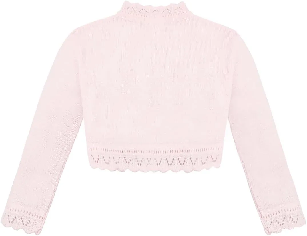Lilax Little Girls' Knit Long Sleeve Button Closure Bolero Cardigan Shrug