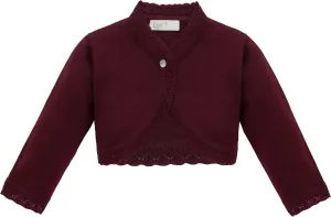 Lilax Little Girls' Knit Long Sleeve Button Closure Bolero Cardigan Shrug