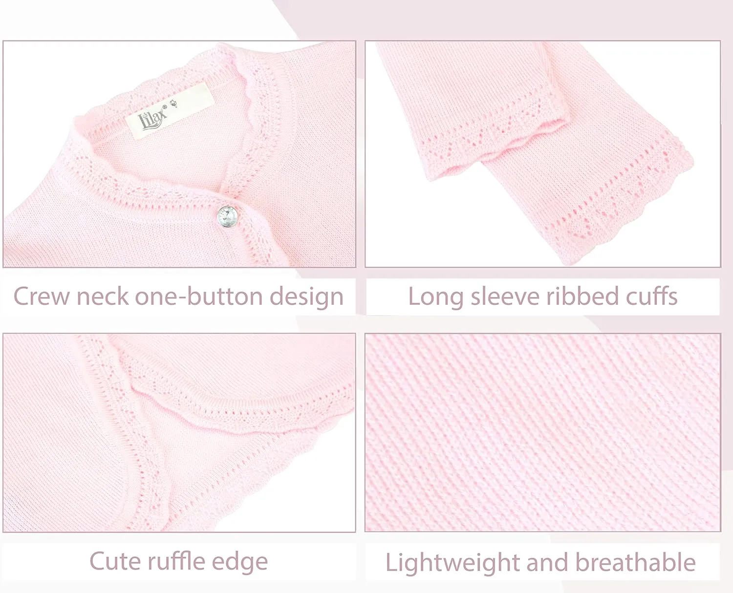 Lilax Little Girls' Knit Long Sleeve Button Closure Bolero Cardigan Shrug