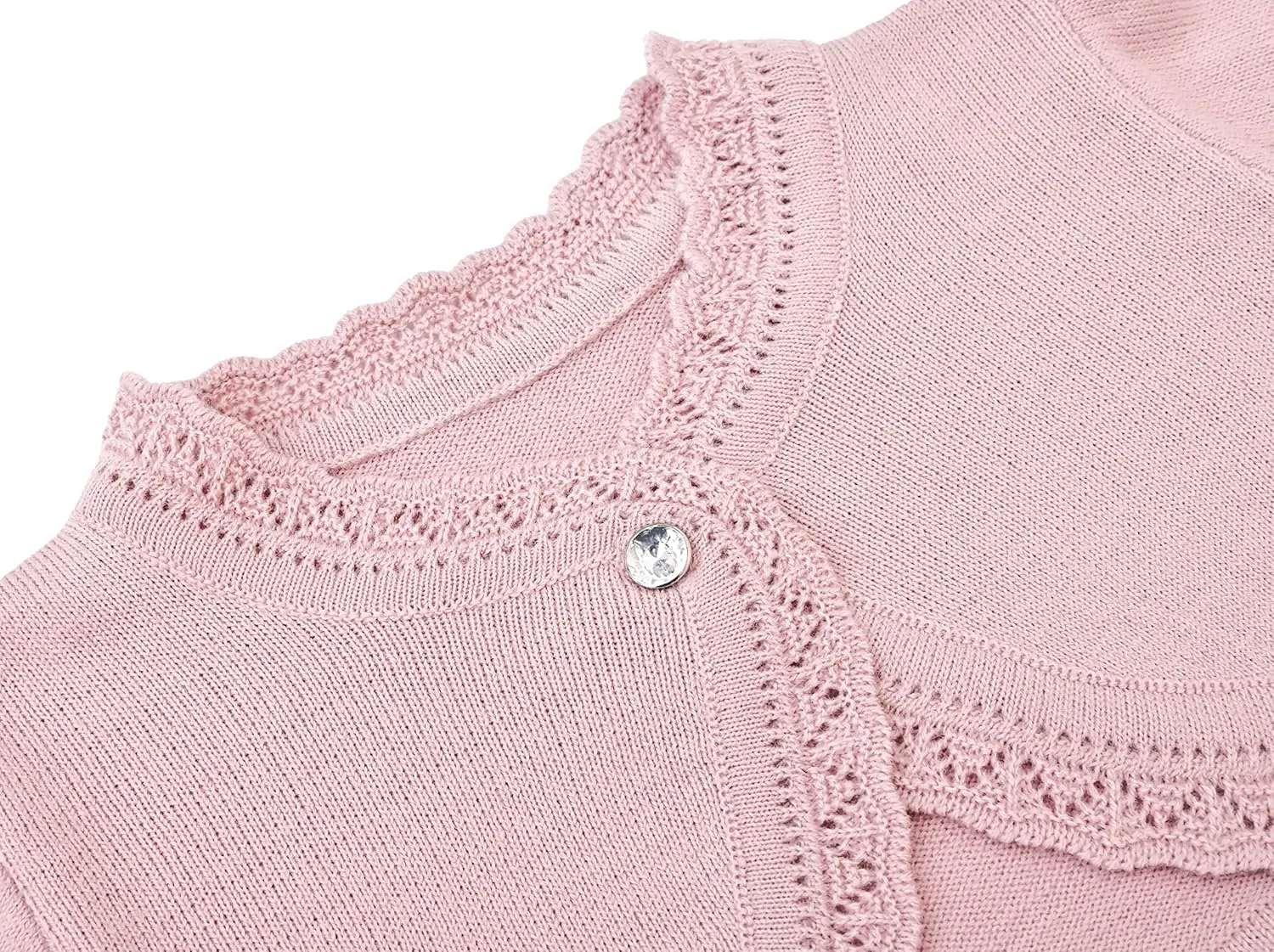 Lilax Little Girls' Knit Long Sleeve Button Closure Bolero Cardigan Shrug