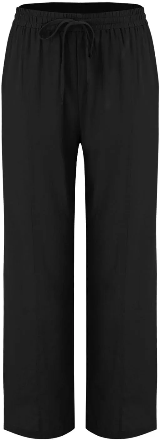 Linen Pants Women 2025 Summer Beach Lounge Palazzo Trousers Loose Elastic Plus Size Drawstring with Pockets Pants