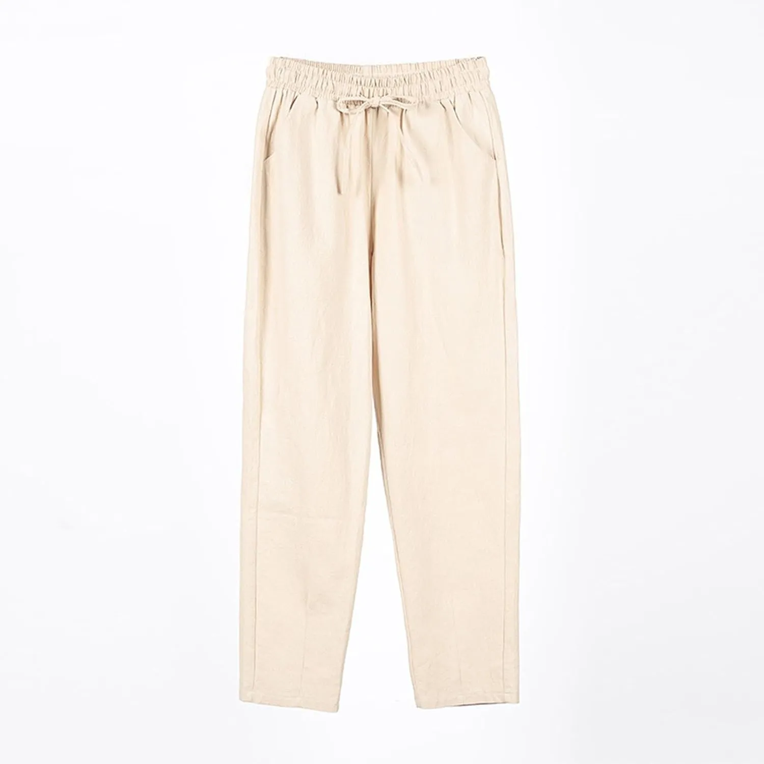 Linen Pants Women Wide Leg Palazzo Pants Lounge Pants with Pockets High Elastic Waisted Drawstring