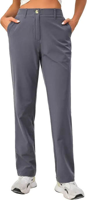 Little Donkey Andy Women's Golf Pants Stretch Quick Dry Lightweight Straight Leg Business Casual Slacks with Pockets