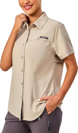 Little Donkey Andy Women's Lightweight UPF 50  Short Sleeve Shirt, Breathable Fishing Hiking Shirt, Air-Holes Tech