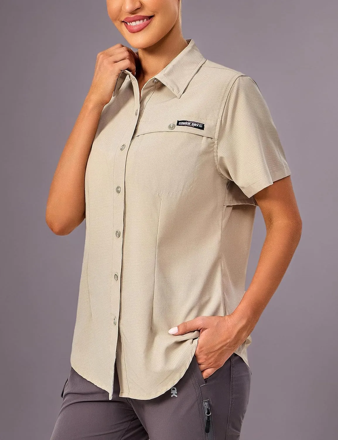 Little Donkey Andy Women's Lightweight UPF 50  Short Sleeve Shirt, Breathable Fishing Hiking Shirt, Air-Holes Tech