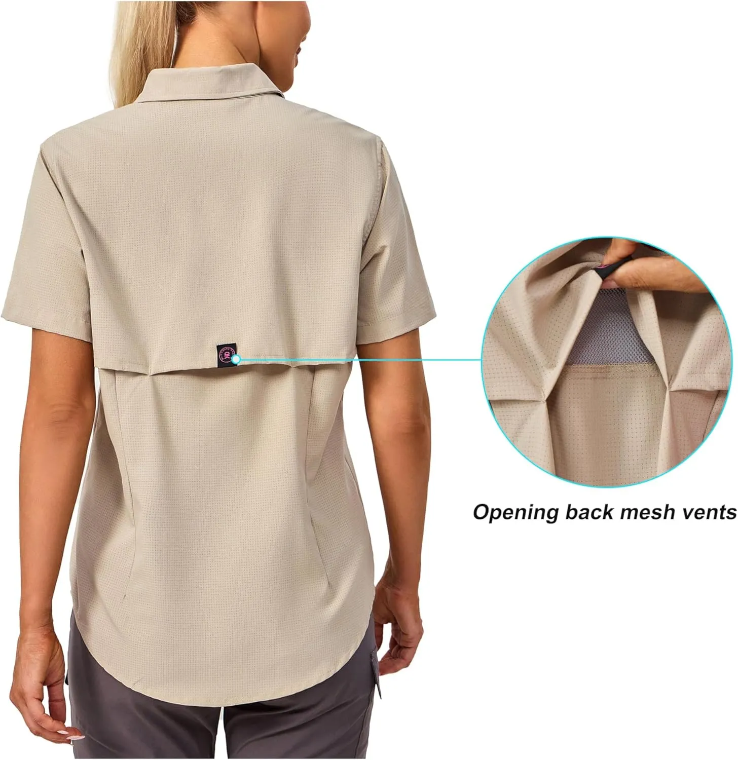 Little Donkey Andy Women's Lightweight UPF 50  Short Sleeve Shirt, Breathable Fishing Hiking Shirt, Air-Holes Tech