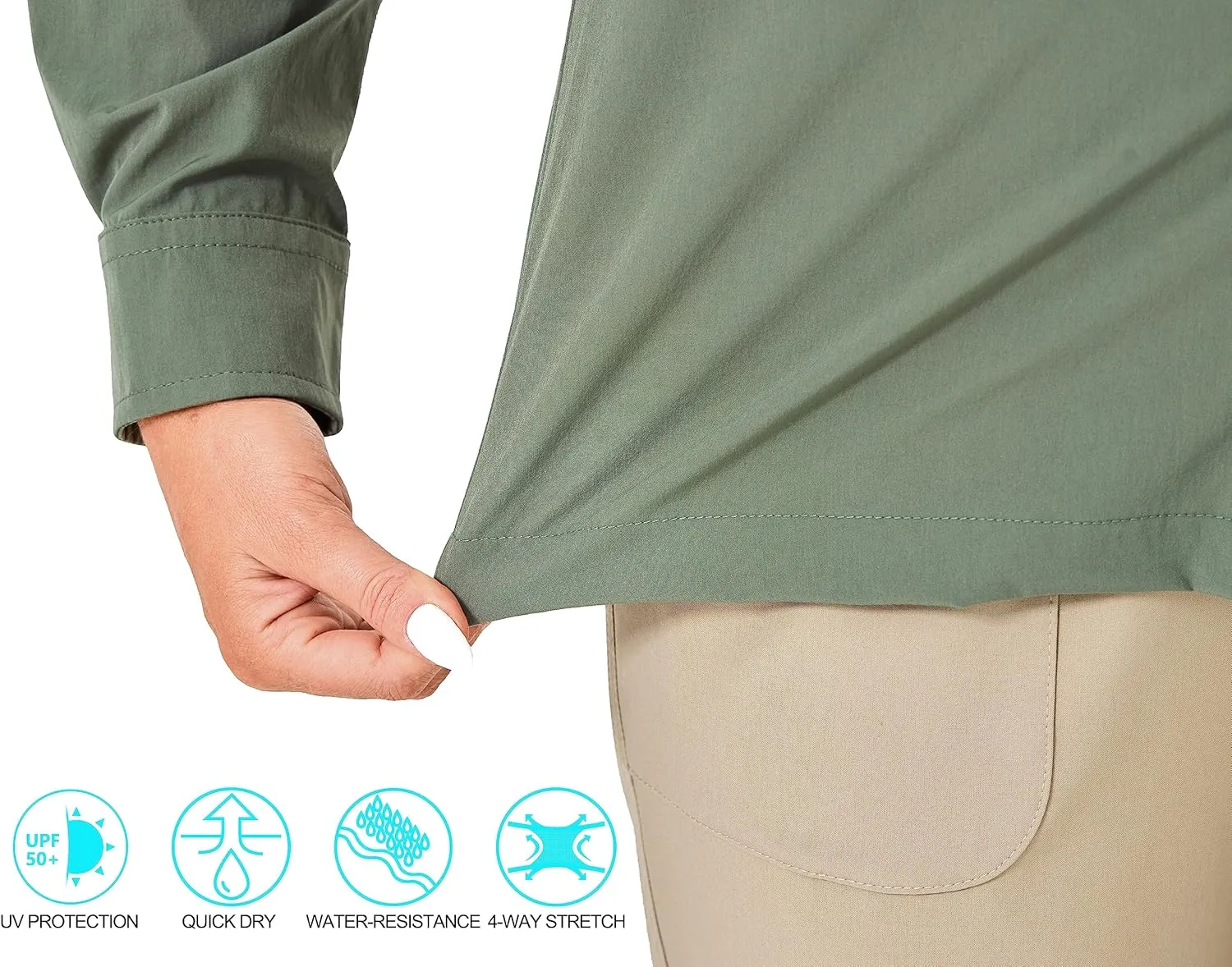 Little Donkey Andy Women's Long Sleeve Travel Shirt, UPF 50  Safari Shirt, Outdoor Cool Quick Dry Hiking Shirts