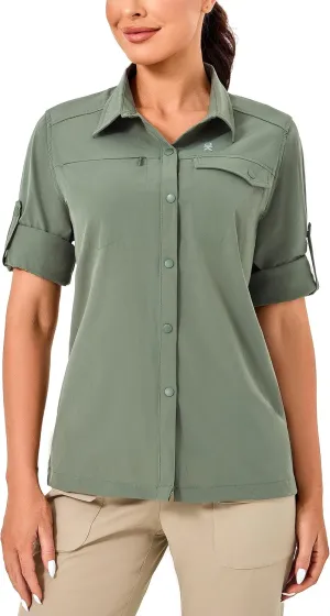 Little Donkey Andy Women's Long Sleeve Travel Shirt, UPF 50  Safari Shirt, Outdoor Cool Quick Dry Hiking Shirts