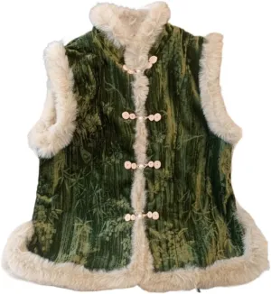 LIXINGHEITANG Chinese-style cotton-padded jacket, Chinese-style vest, waistcoat, thickening, improved suit women's winter