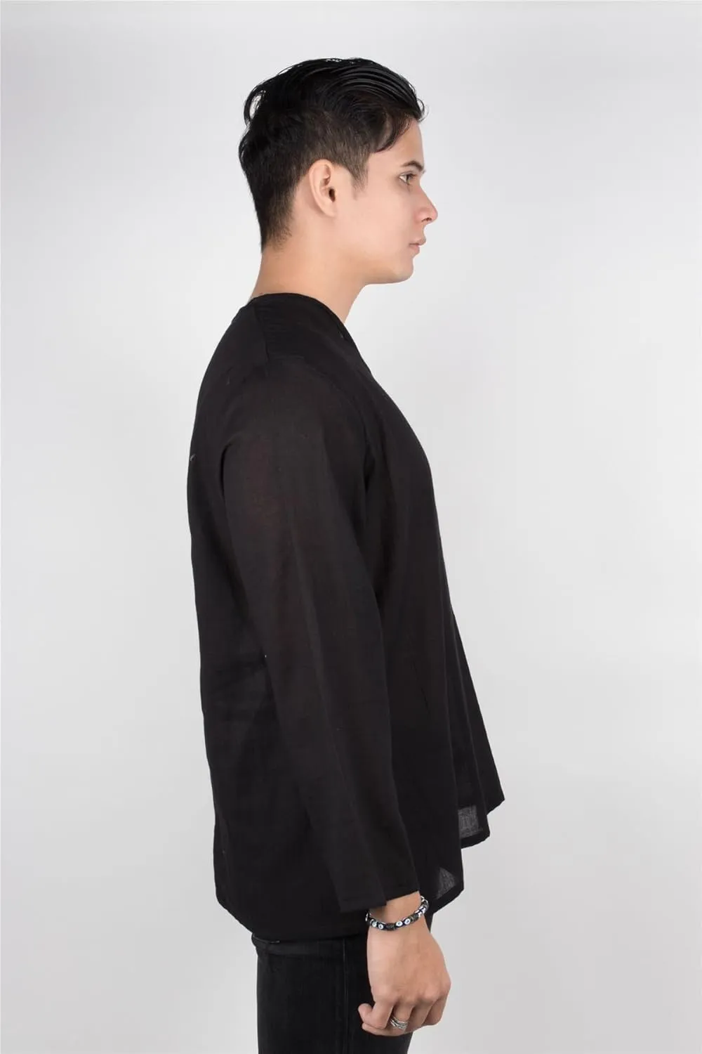 LOFBAZ Men's T-Shirt 100% Cotton Beach Hippie Shirt V-Neck Yoga Tunic Top