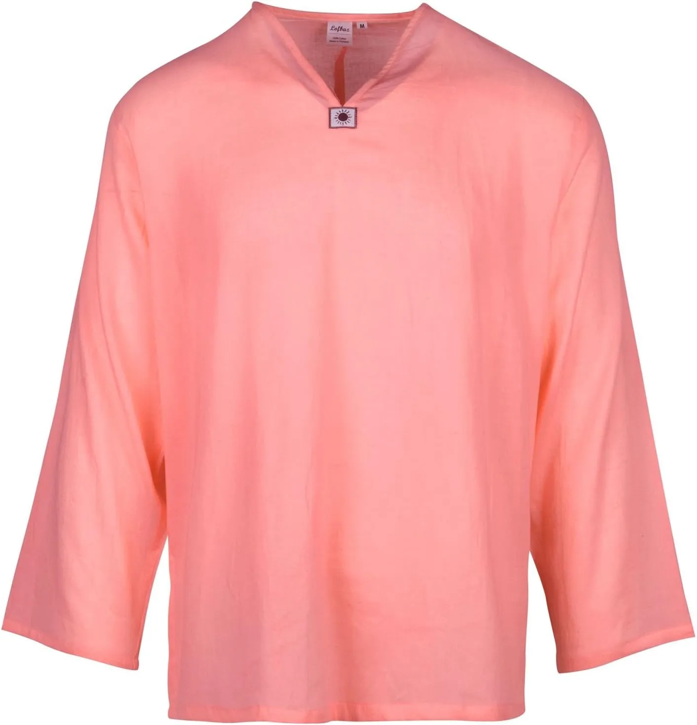 LOFBAZ Men's T-Shirt 100% Cotton Beach Hippie Shirt V-Neck Yoga Tunic Top