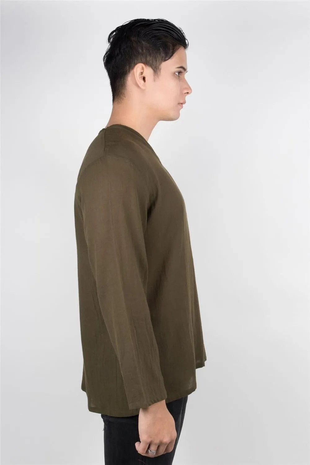 LOFBAZ Men's T-Shirt 100% Cotton Beach Hippie Shirt V-Neck Yoga Tunic Top