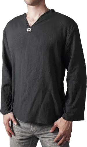 LOFBAZ Men's T-Shirt 100% Cotton Beach Hippie Shirt V-Neck Yoga Tunic Top