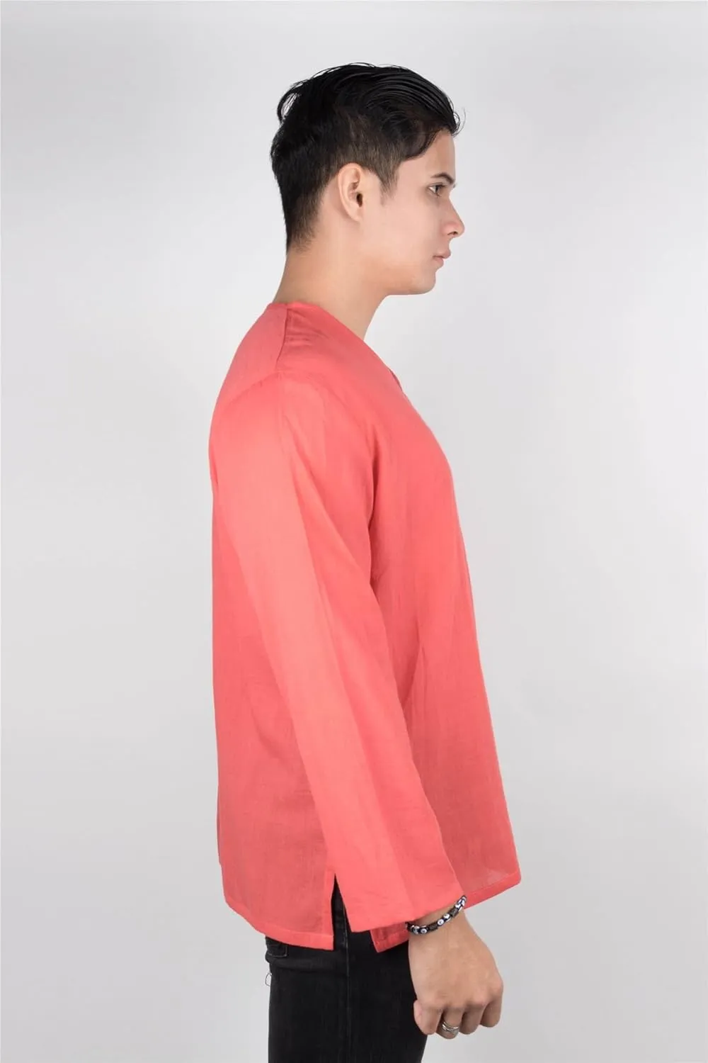 LOFBAZ Men's T-Shirt 100% Cotton Beach Hippie Shirt V-Neck Yoga Tunic Top