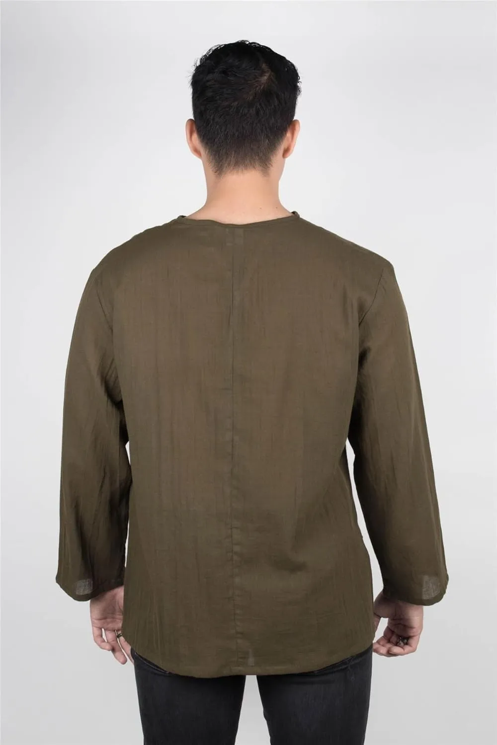 LOFBAZ Men's T-Shirt 100% Cotton Beach Hippie Shirt V-Neck Yoga Tunic Top