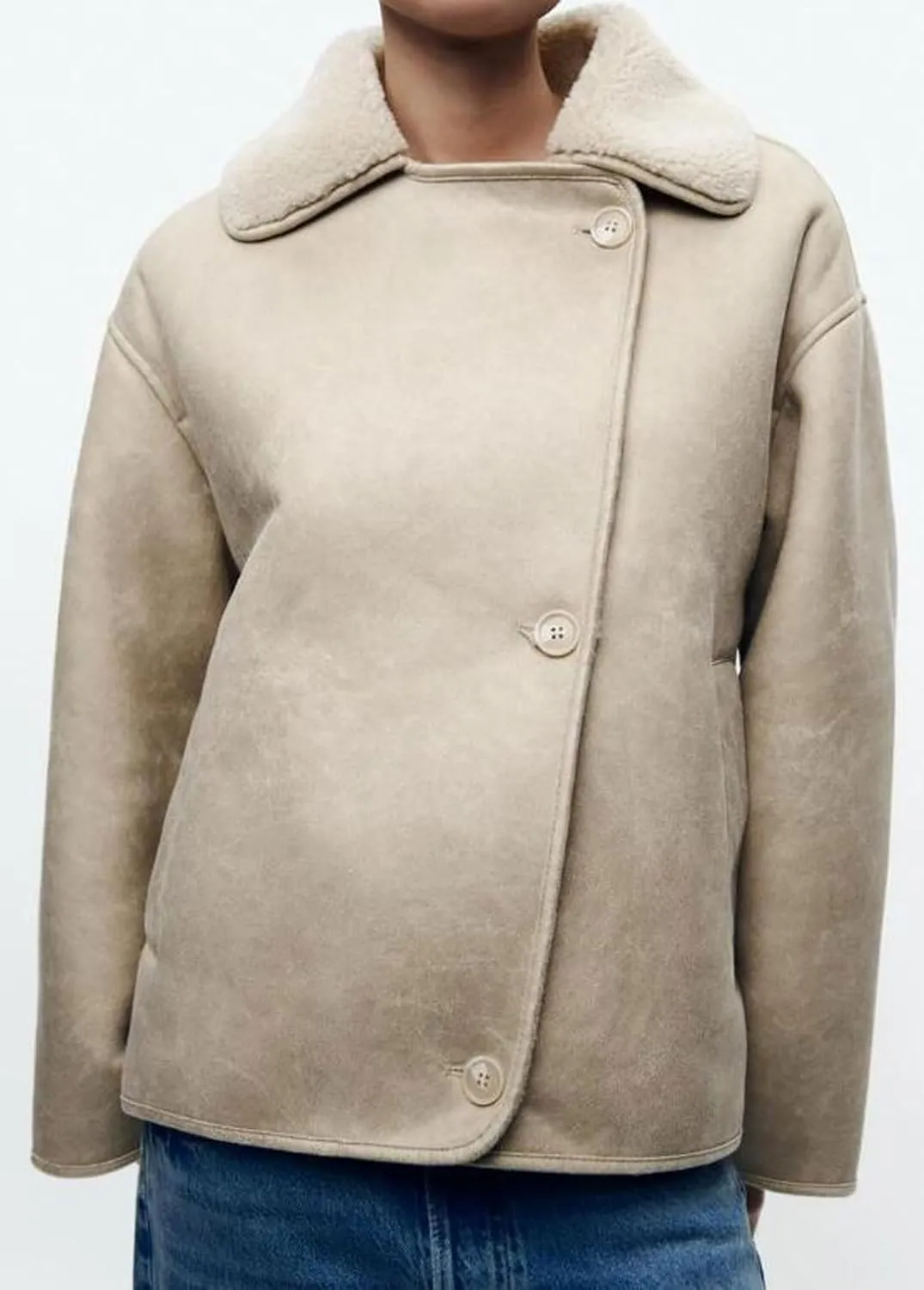 loveimgs Women Thick Sherpa Lined Faux Suede Jacket Oversized Leather Coat Shearling Fleece Moto Jacket Biker Winter Overcoat