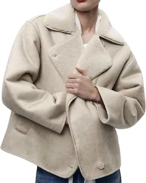 loveimgs Women Thick Sherpa Lined Faux Suede Jacket Oversized Leather Coat Shearling Fleece Moto Jacket Biker Winter Overcoat