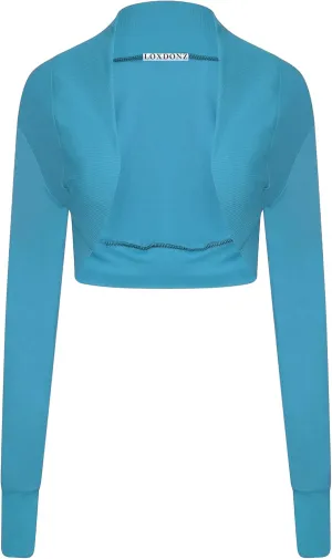 Loxdonz Girls Long Sleeve Bolero Cardigan Shrug Kids Open Front Bolero Shrugs Crop Top