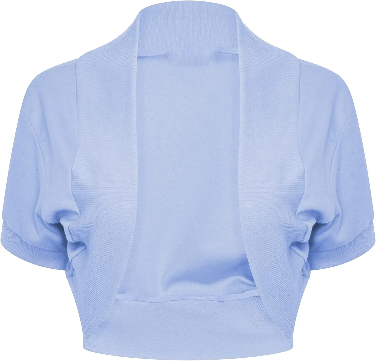 Loxdonz Women's Short Sleeve Shrug Open Front Cotton Cropped Cardigan Bolero Shrugs Jacket