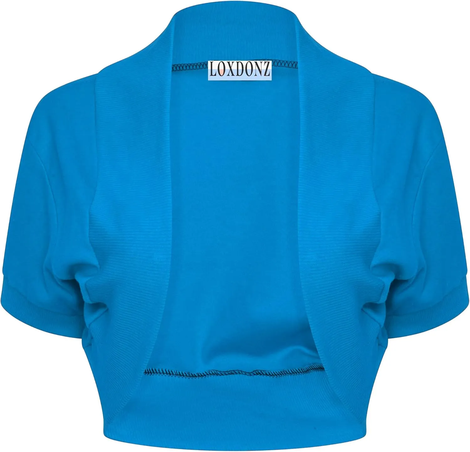 Loxdonz Women's Short Sleeve Shrug Open Front Cotton Cropped Cardigan Bolero Shrugs Jacket