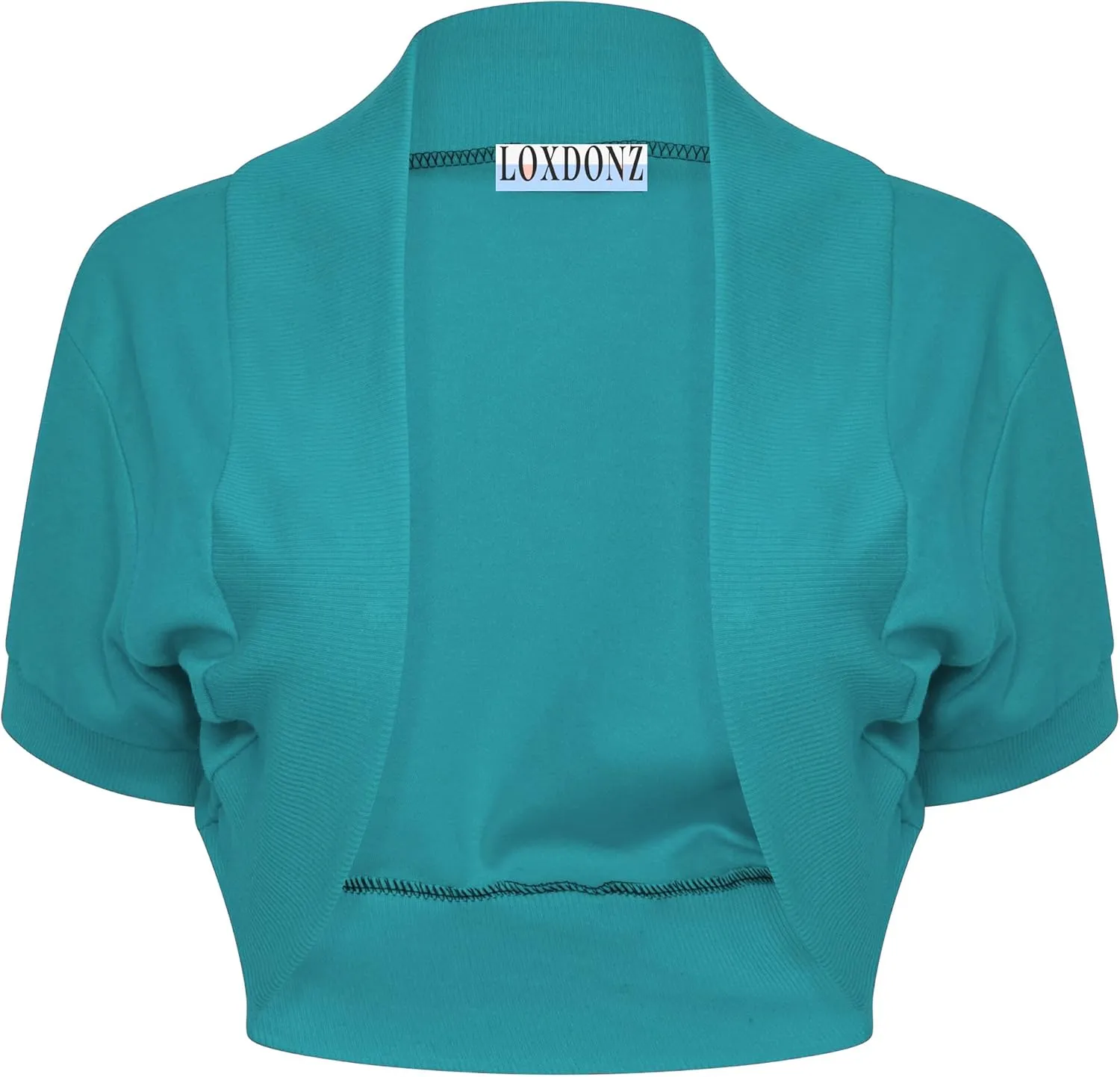 Loxdonz Women's Short Sleeve Shrug Open Front Cotton Cropped Cardigan Bolero Shrugs Jacket