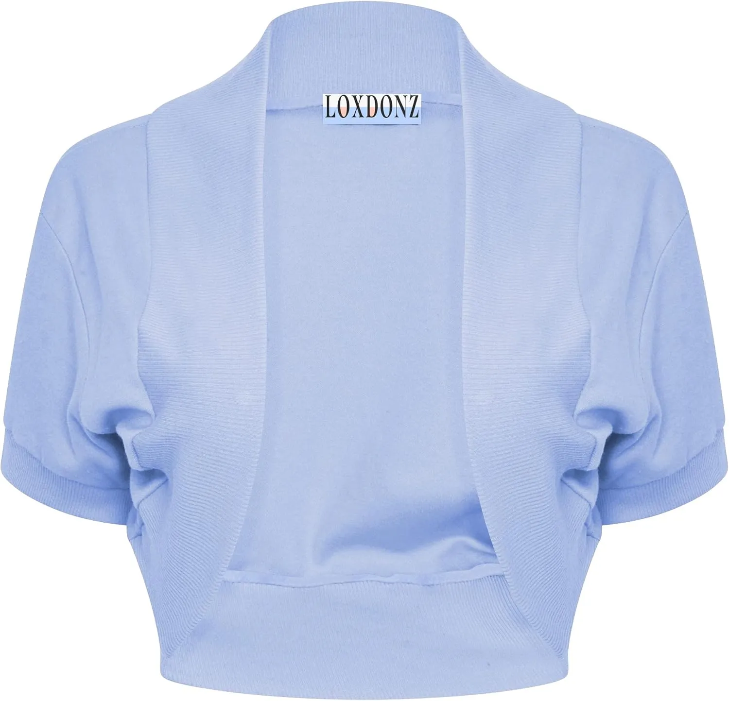 Loxdonz Women's Short Sleeve Shrug Open Front Cotton Cropped Cardigan Bolero Shrugs Jacket