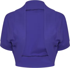 Loxdonz Women's Short Sleeve Shrug Open Front Cotton Cropped Cardigan Bolero Shrugs Jacket