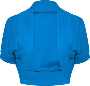 Loxdonz Women's Short Sleeve Shrug Open Front Cotton Cropped Cardigan Bolero Shrugs Jacket