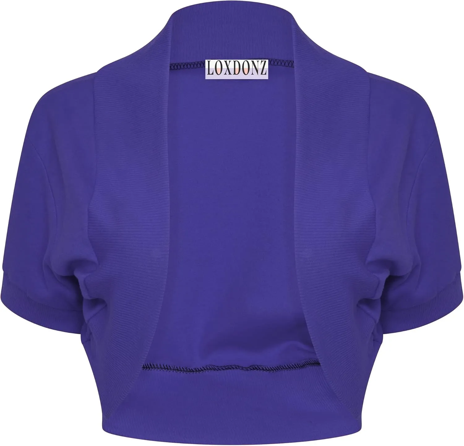 Loxdonz Women's Short Sleeve Shrug Open Front Cotton Cropped Cardigan Bolero Shrugs Jacket