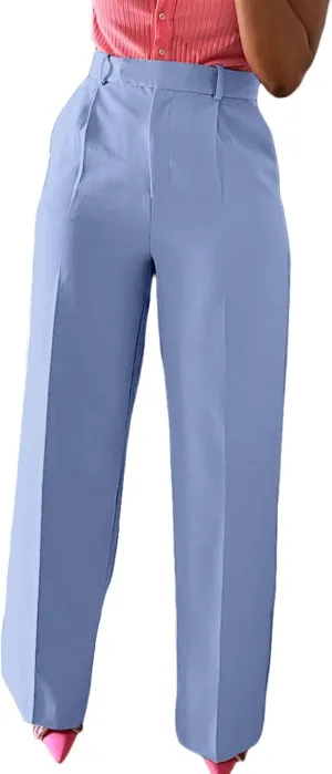 Lucuna Women's Wide Leg Dress Pants High Waisted Straight Leg Slacks Business Office Work Pants Trousers