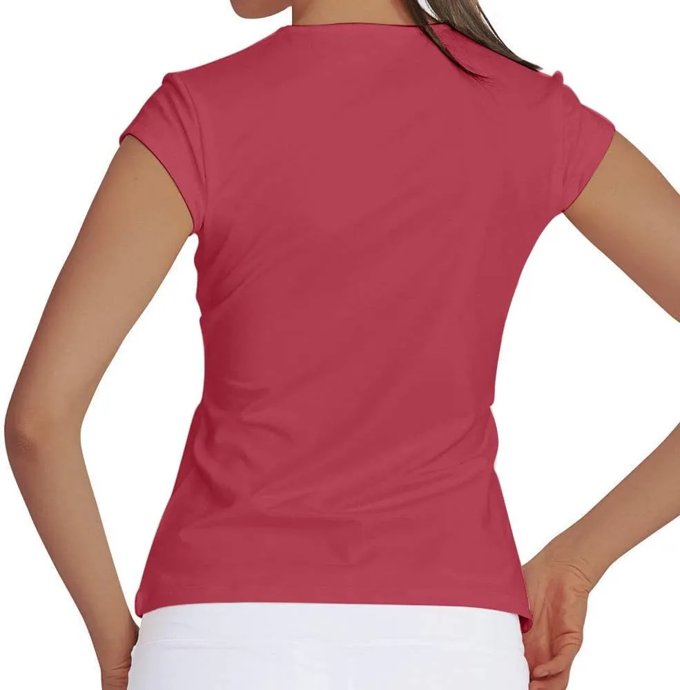 Meja Women Tennis Shirt Short Sleeve,V Neck Golf T Shirt Quick Dry Running Shirts Activewear