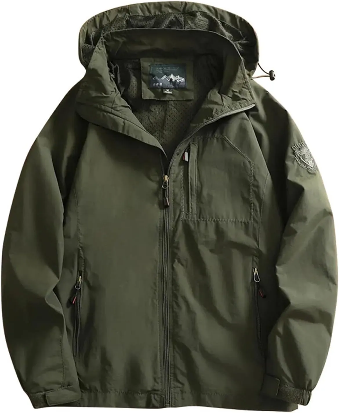 Men Lightweight Waterproof Jackets Running Travel Zip Hoodie 2024 Windbreaker with Hood Outdoor Raincoat for Hiking