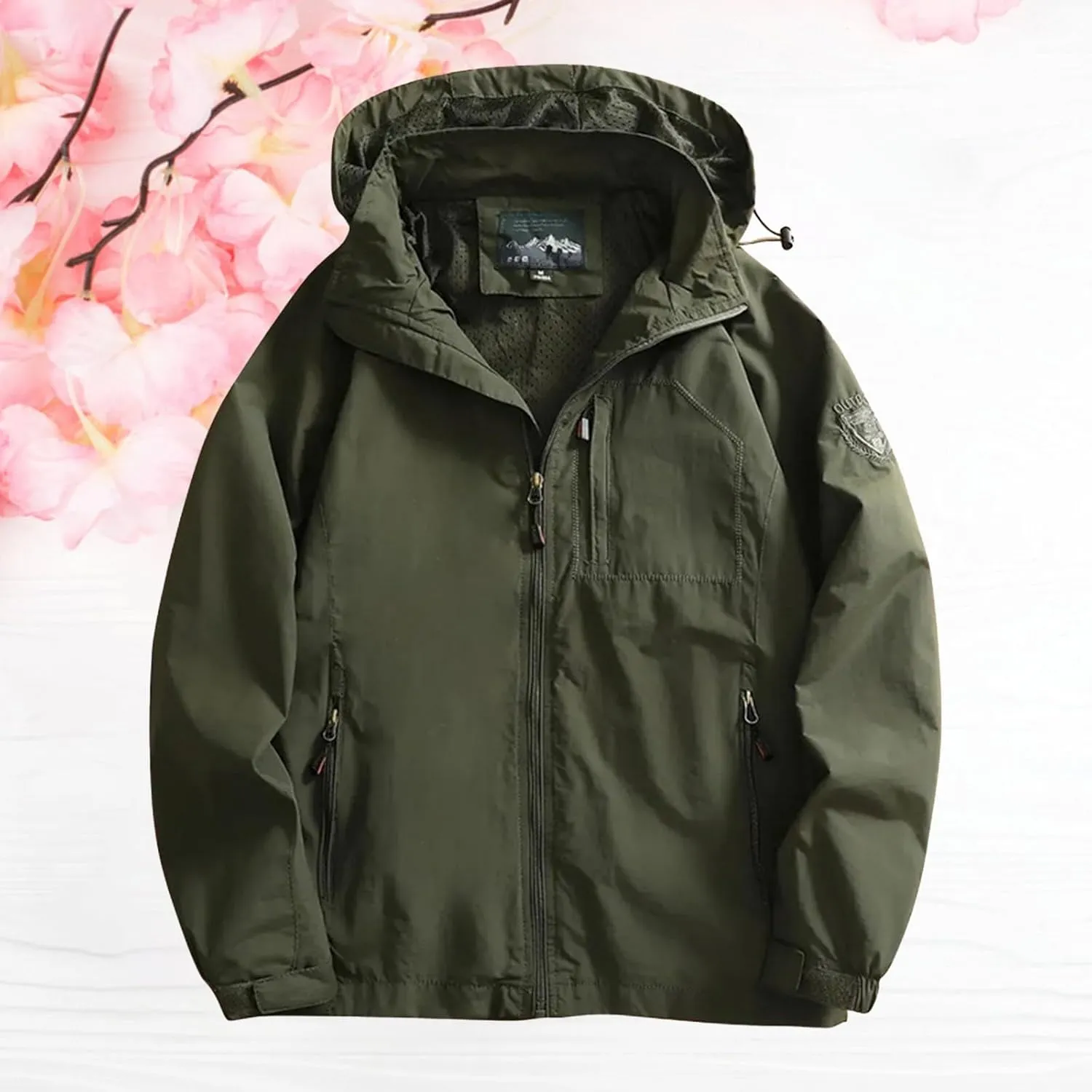 Men Lightweight Waterproof Jackets Running Travel Zip Hoodie 2024 Windbreaker with Hood Outdoor Raincoat for Hiking