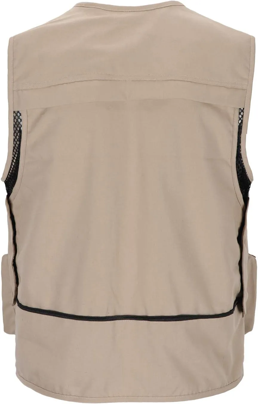 Men Utility Vest Cotton Work Safari Hiking Vest Outdoor Cargo Vest Multi Pockets Fishing Vest