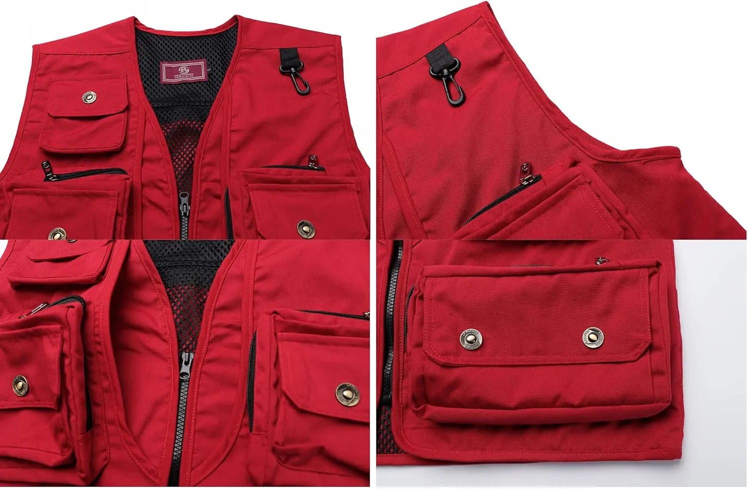 Men Utility Vest Cotton Work Safari Hiking Vest Outdoor Cargo Vest Multi Pockets Fishing Vest