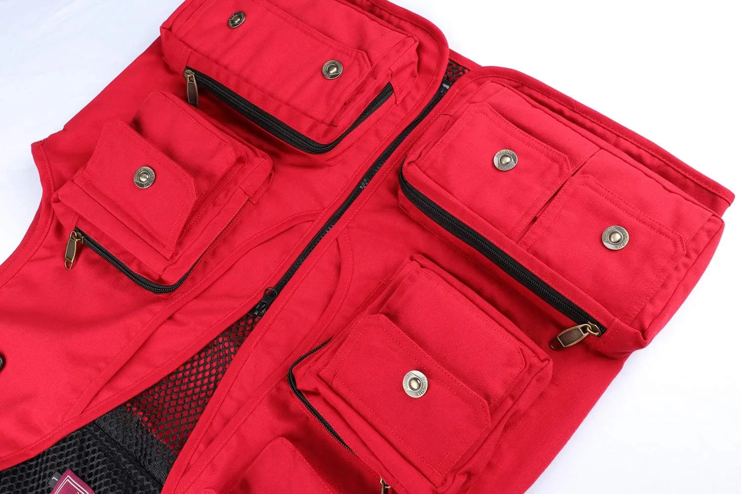 Men Utility Vest Cotton Work Safari Hiking Vest Outdoor Cargo Vest Multi Pockets Fishing Vest
