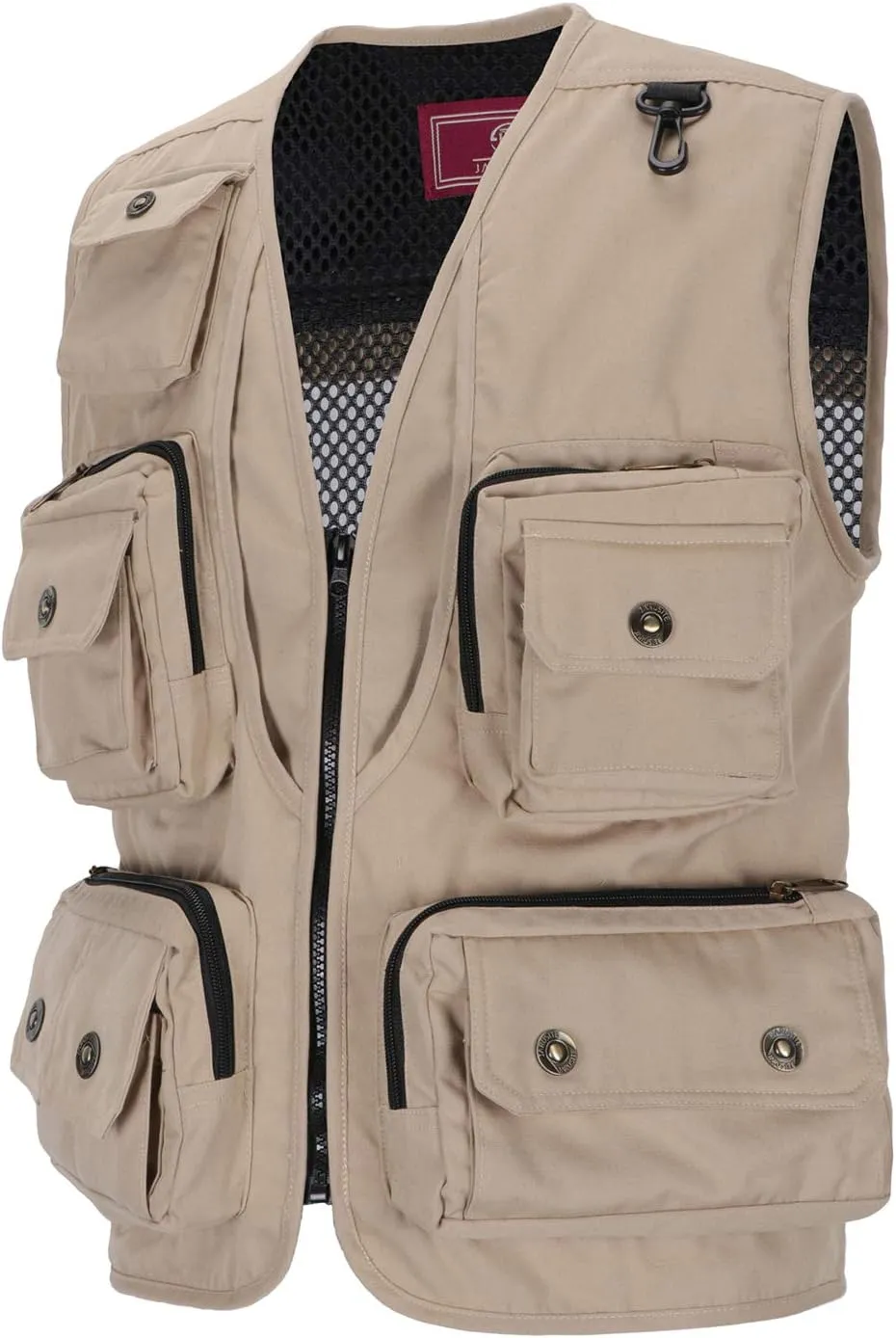 Men Utility Vest Cotton Work Safari Hiking Vest Outdoor Cargo Vest Multi Pockets Fishing Vest