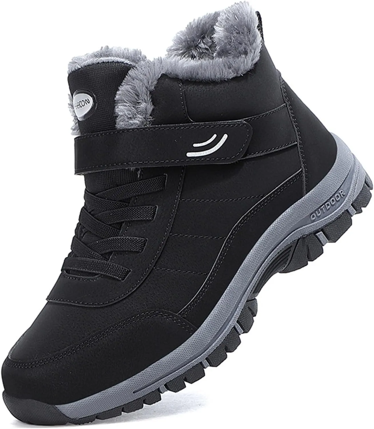 Men Work Boots Soft Toe Hiking Sneakers with Warm Fur Lining Womens Workout Shoes Slip Resistant Waterproof Outdoor Work Botas Lightweight Hike Grounded Footwear