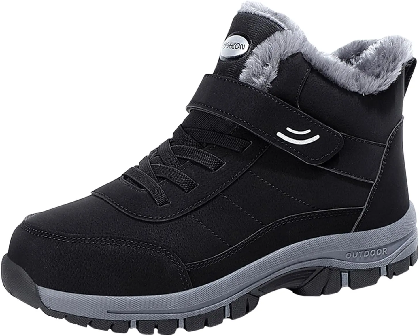Men Work Boots Soft Toe Hiking Sneakers with Warm Fur Lining Womens Workout Shoes Slip Resistant Waterproof Outdoor Work Botas Lightweight Hike Grounded Footwear