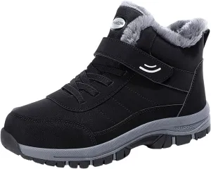 Men Work Boots Soft Toe Hiking Sneakers with Warm Fur Lining Womens Workout Shoes Slip Resistant Waterproof Outdoor Work Botas Lightweight Hike Grounded Footwear